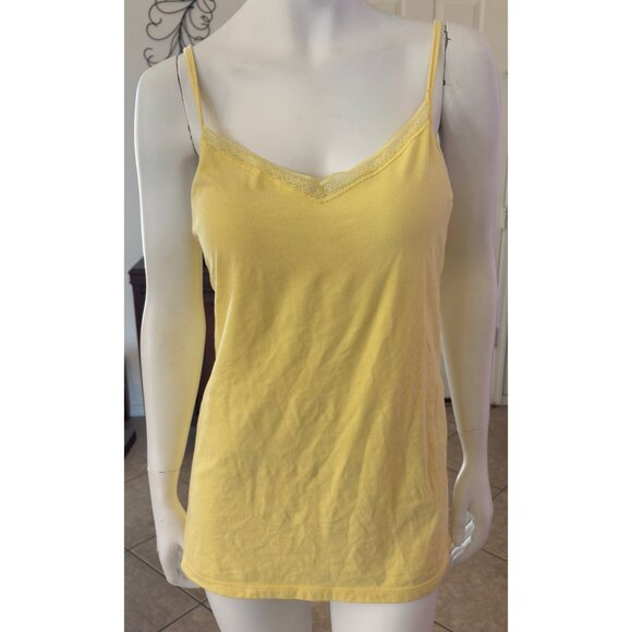 Plus Size Best Fitting Camisole Yellow With Lace Trim Built In Bra - Picture 1 of 3